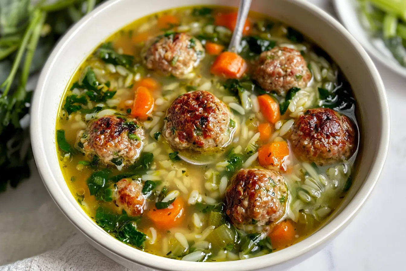 Delicious Italian Wedding Soup in a Bowl