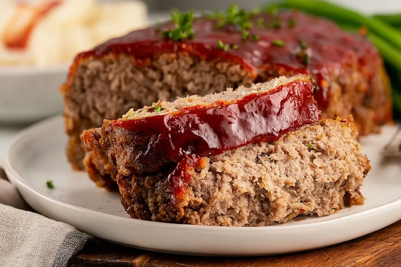 Delicious Homemade Meatloaf on a Serving Plate