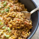 One Pot Mexican Rice Casserole Served Hot