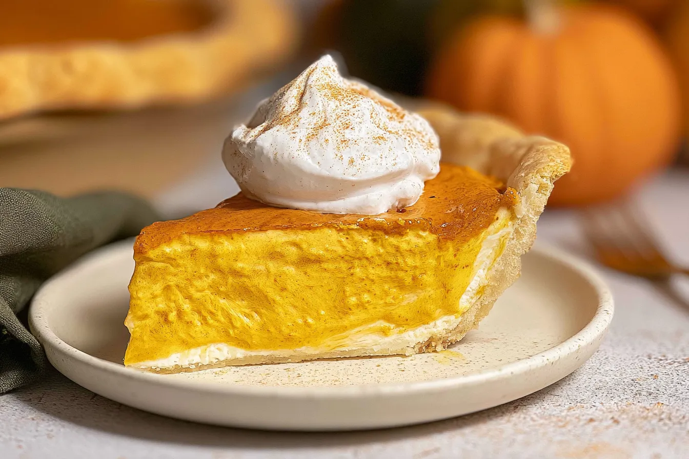 Delicious Pumpkin Cream Cheese Pie on a Rustic Table
