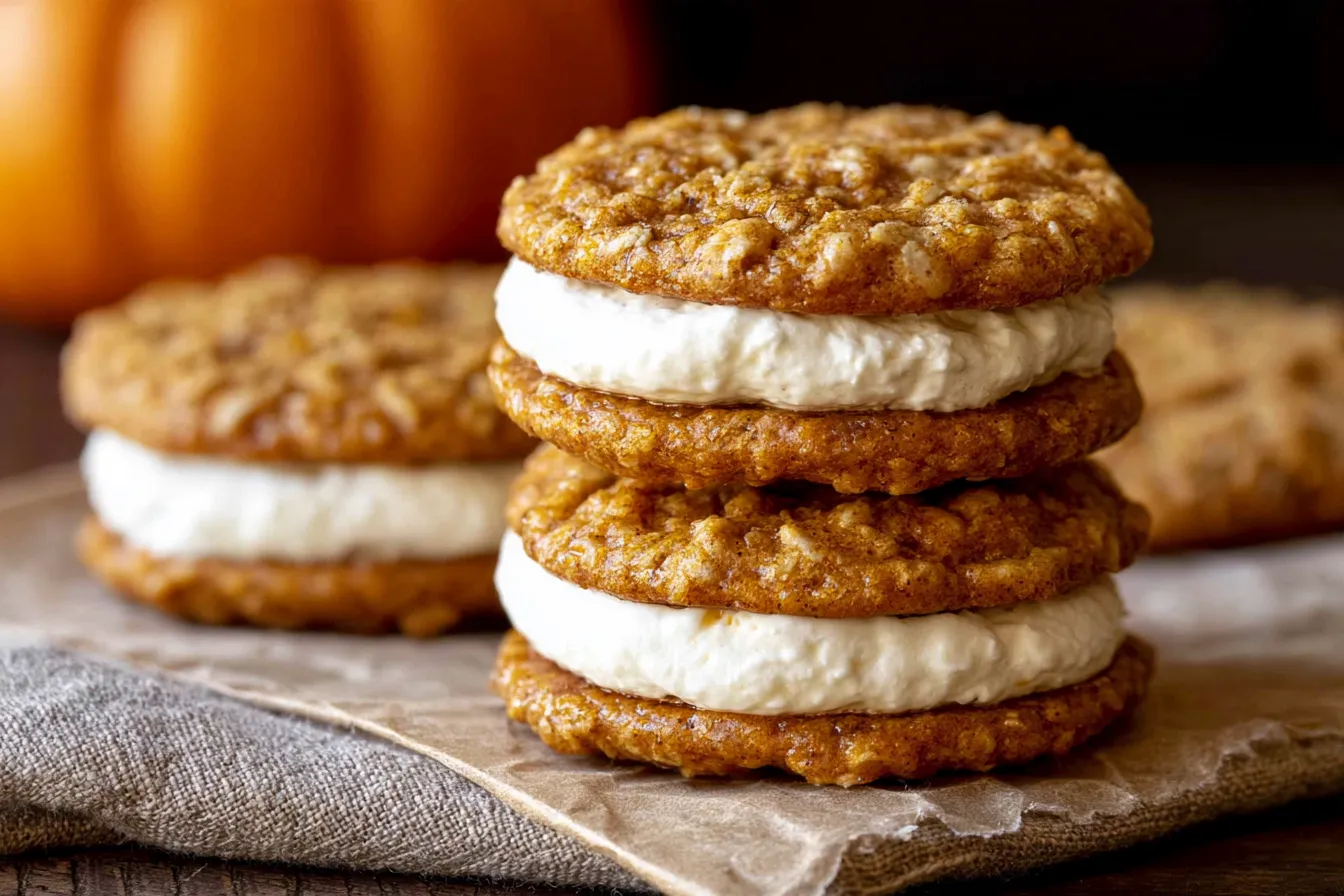 Pumpkin Oatmeal Cream Pies Ready to Serve