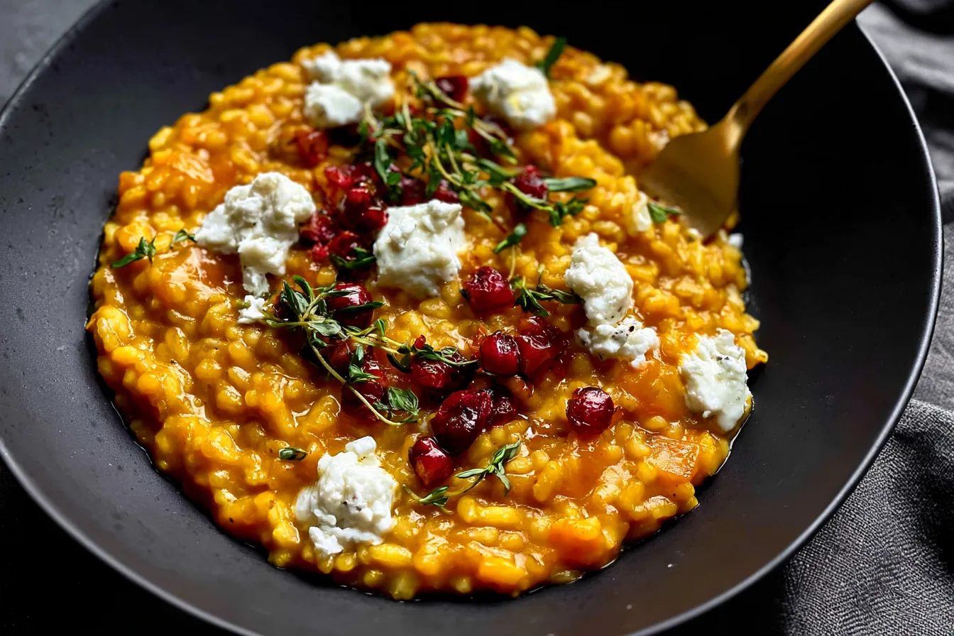 Creamy Pumpkin Risotto with Goat Cheese