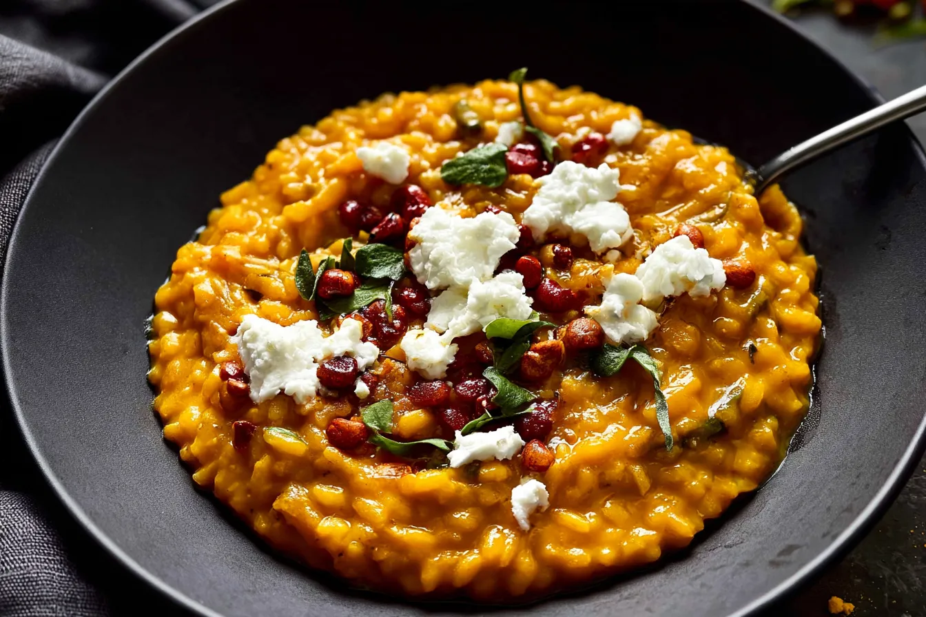 Pumpkin Risotto with Goat Cheese 