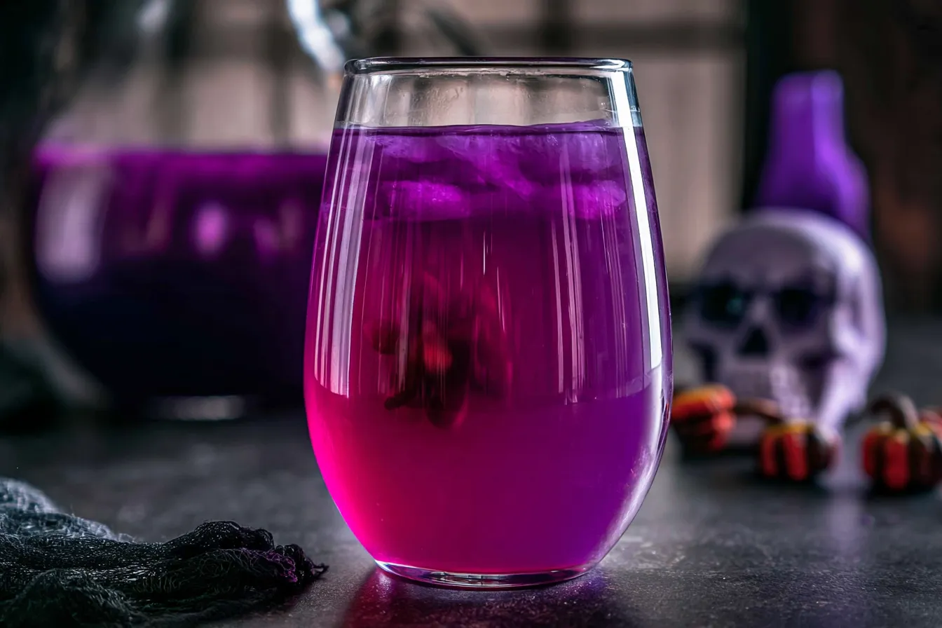 Colorful Purple People Eater Halloween Punch in a Glass