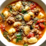 Delicious Sausage and Gnocchi Soup in a Bowl