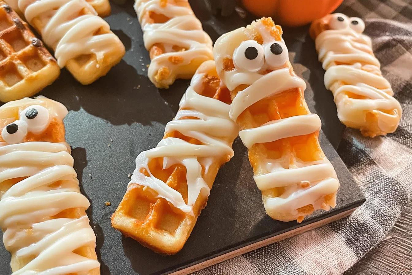 Simple and Spooky Waffle Mummy Sticks! A Hauntingly Delicious Treat 4 Simple and Spooky Waffle Mummy Sticks!