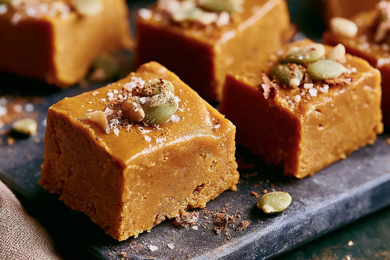 Spiced Vegan Pumpkin Fudge Bars Ready to Enjoy