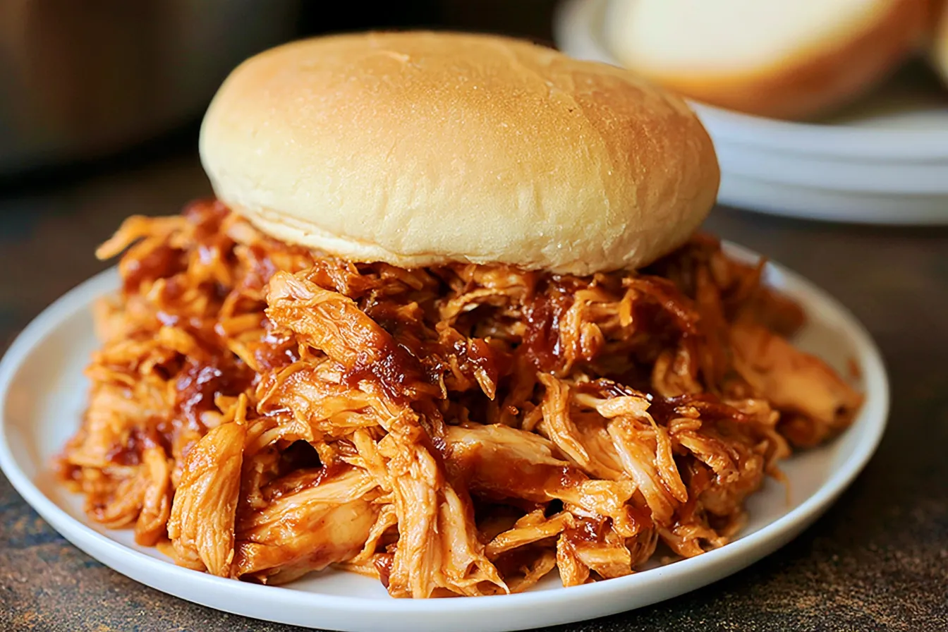 The Best Crockpot BBQ Chicken (Easy Pulled Chicken) Recipe 4 The Best Crockpot BBQ Chicken (Easy Pulled Chicken)