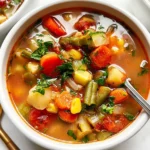 Colorful Vegetable Soup in a Rustic Bowl