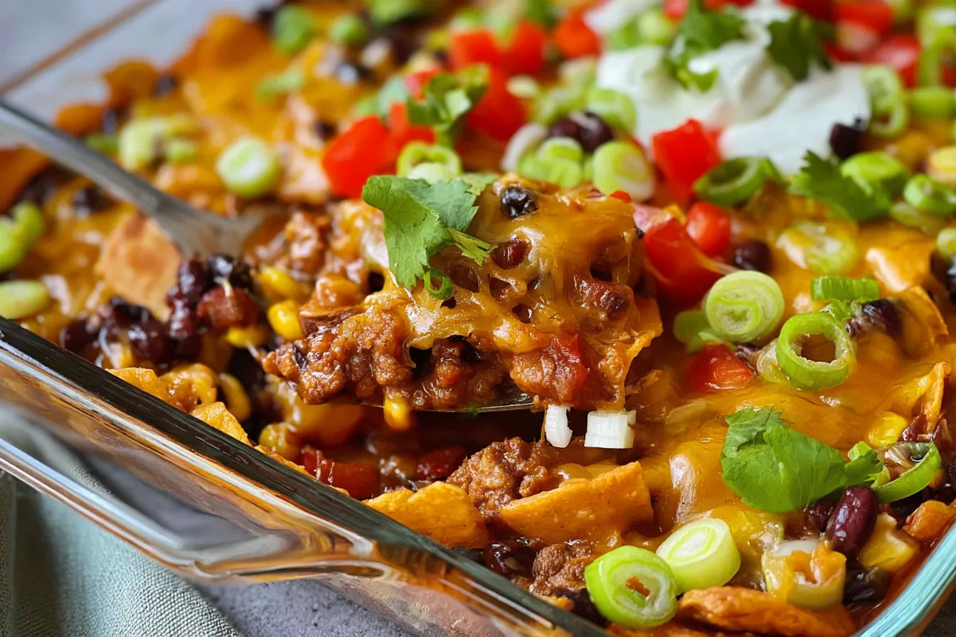 Walking Taco Casserole Dish Ready to Serve